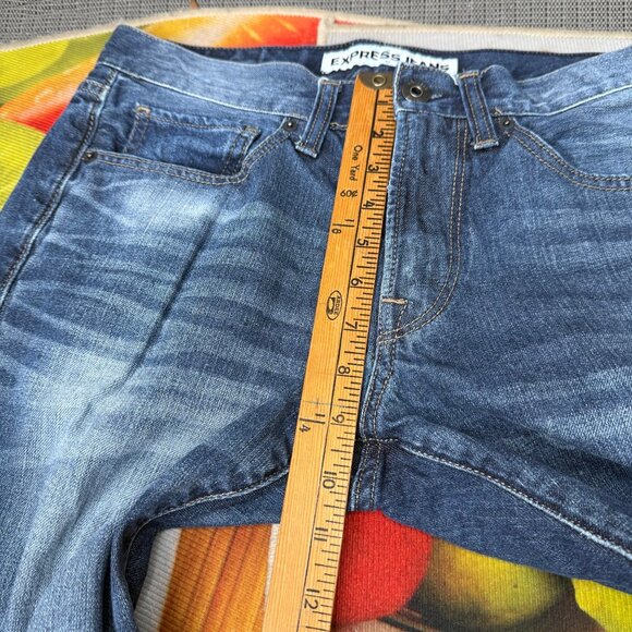Express Jeans Mens Size 30x30 Blue Rocco Slim Fit Straight Leg Distressed Denim - Picture 6 of 10